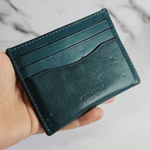 Coach Leather Card Holder - Teal
